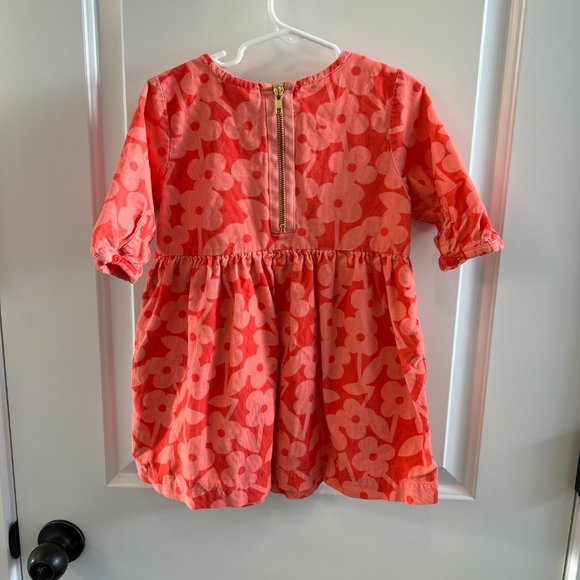 Hanna Andersson 100 4 Corduroy Flower Pink Back Zip Dress - Picture 2 of 2